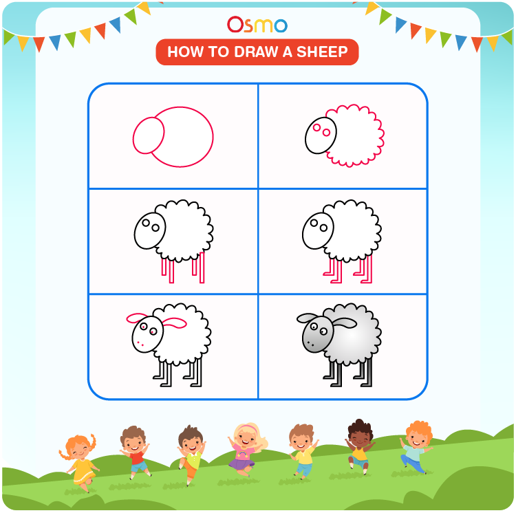 Cute sheep coloring book for kids page books Vector Image