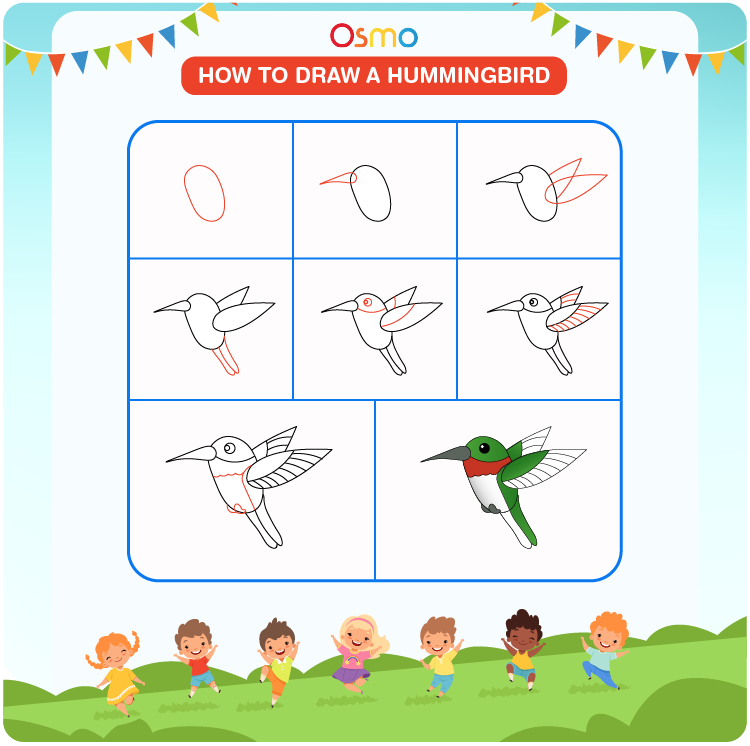 how to draw a bird step by step for kids