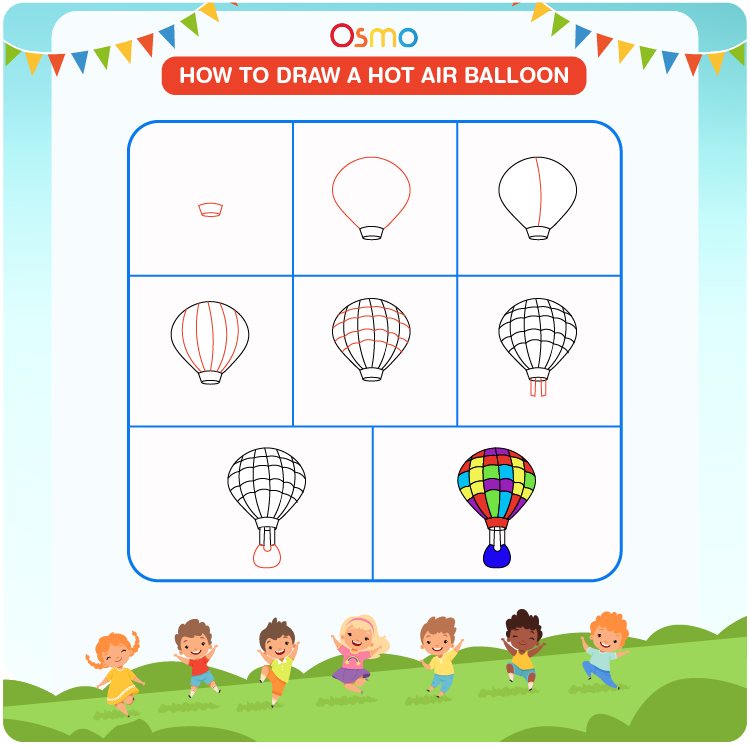 How to Draw a Hot Air Balloon A StepbyStep Tutorial for Kids