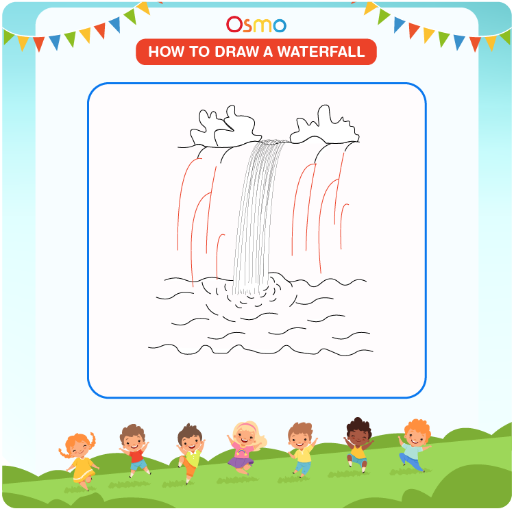 How to draw easy waterfall scenery drawing step by step easy drawing -  YouTube