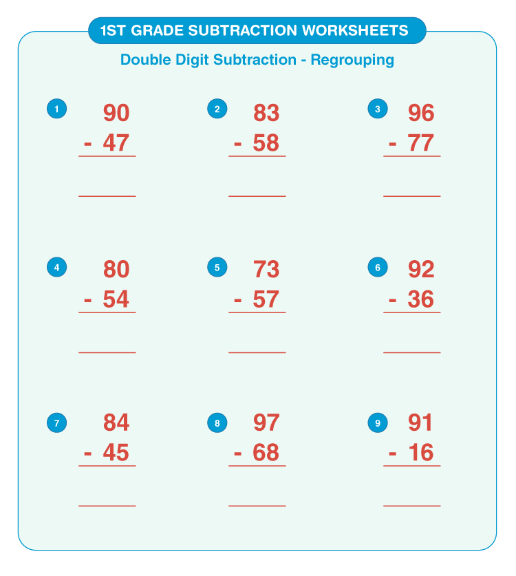 Free Math Worksheets For 1st Grade Subtraction Printable Templates