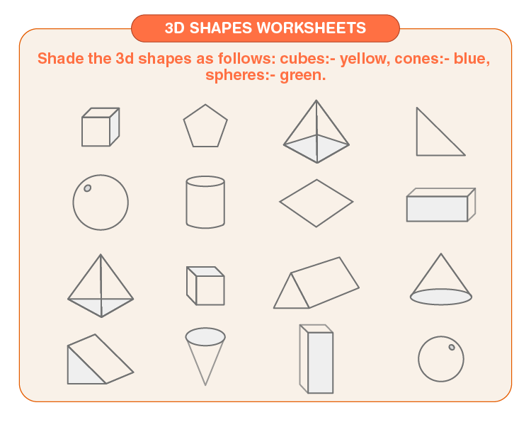 Names of 3d Shapes & Worksheet for Practice