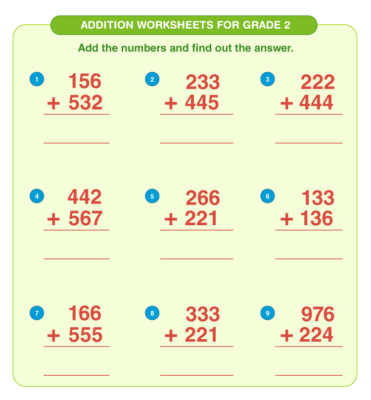 Simple Addition Worksheets For Grade 2