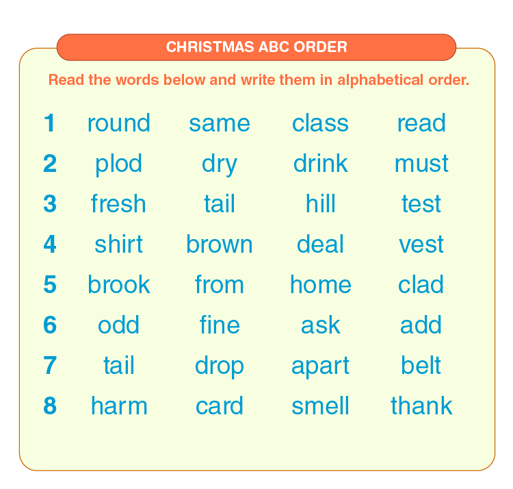 writing spelling words in alphabetical order