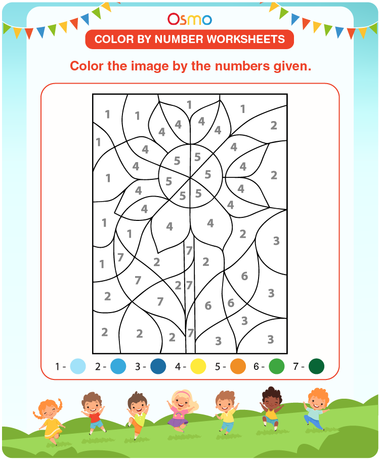 Free Printable Color by Number Worksheets For Kindergarten