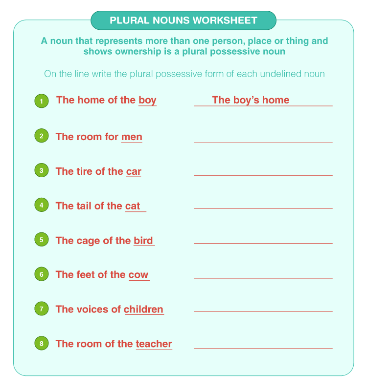 Plural Nouns Practice Worksheet