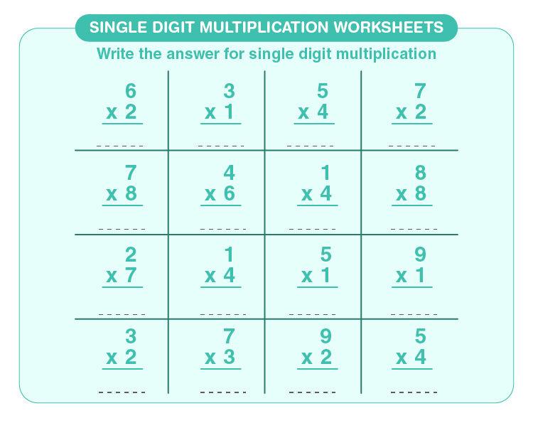 Math Multiplication Single Digits Worksheets Grade 2