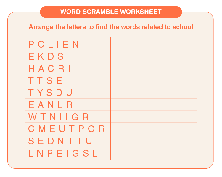 Word Scramble Worksheet 2022 