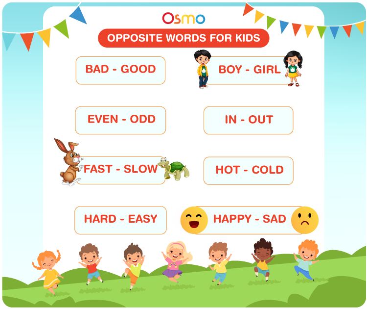 70 opposite words for kids