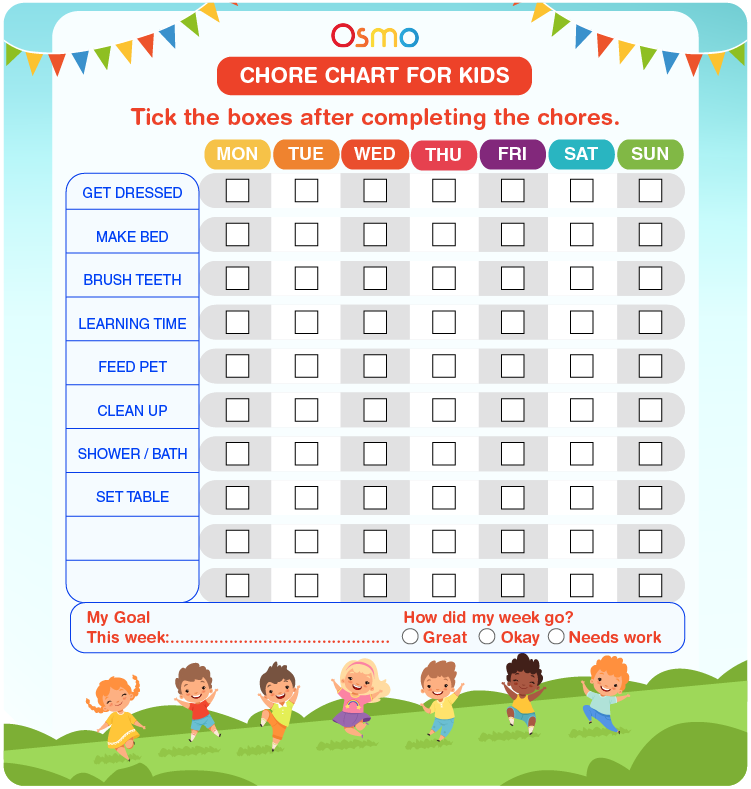 Paper PRINTABLES Young ChildToddler Girls & Boys Chore Charts DAILY