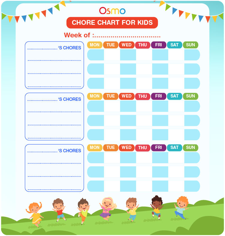 Free Printable Chore Chart for Kids Customize Responsibility Chart