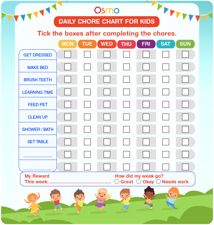 Printable Template Free Chore Chart For Kids