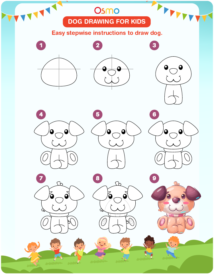 How To Draw A Dog For Kids Easy Easily For Beginners | The Ravi arts