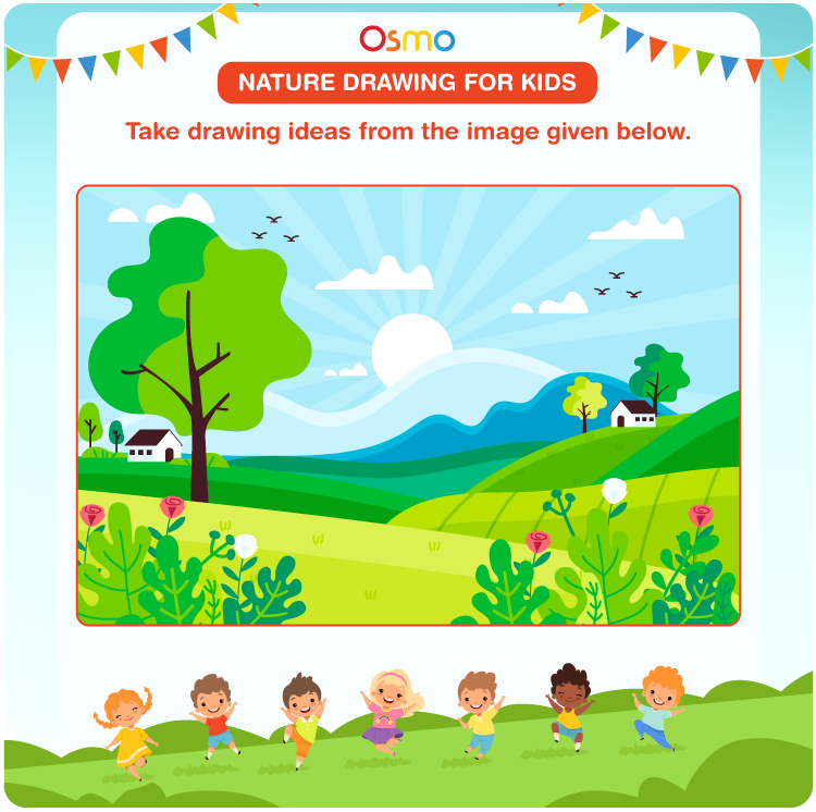 drawings of nature scenery for kids