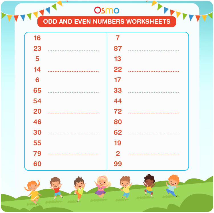 Odd and Even Number Charts and Student Worksheets Free